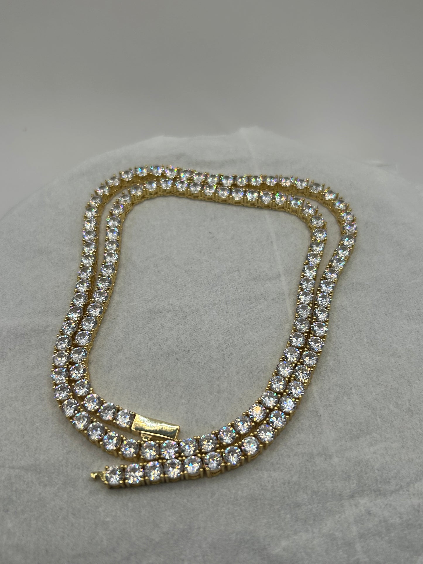 Iced out 14k gold plated gold tennis chain 3mm 18 cubic zircon choker tennis necklace