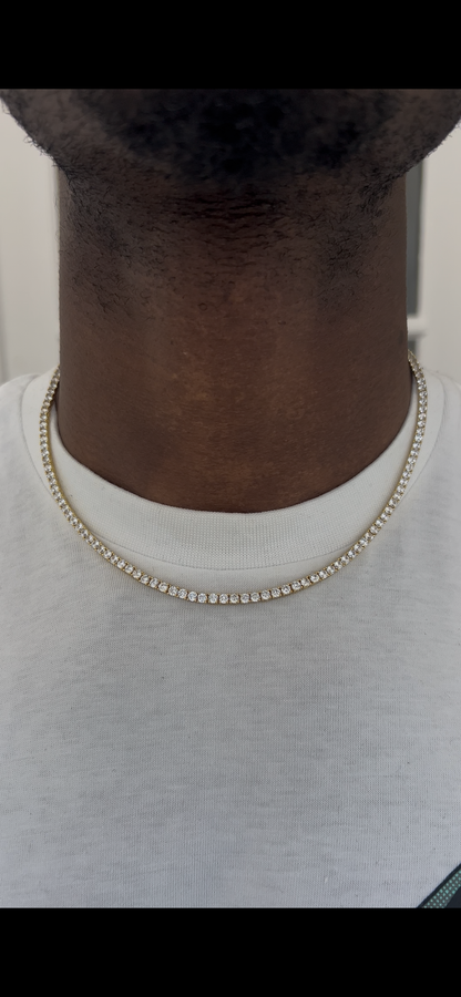 Iced out 14k gold plated gold tennis chain 3mm 18 cubic zircon choker tennis necklace