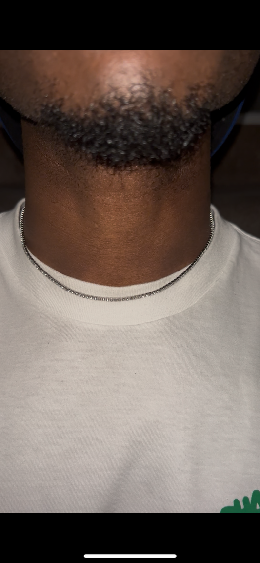 14k Tennis Chain Necklace Stainless Steel Gold Plated Silver 38+5CM