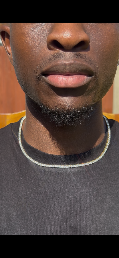 Gold tennis chain 3mm 14k gold plated cubic zirconia