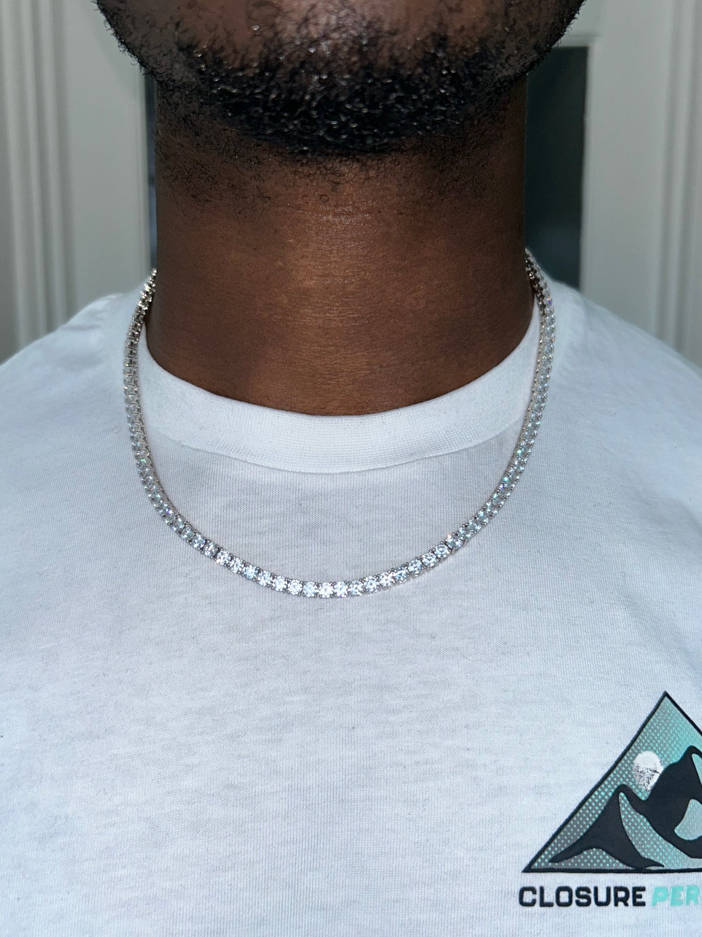 Silver Tennis Chain 18k gold plated cubic zirconia