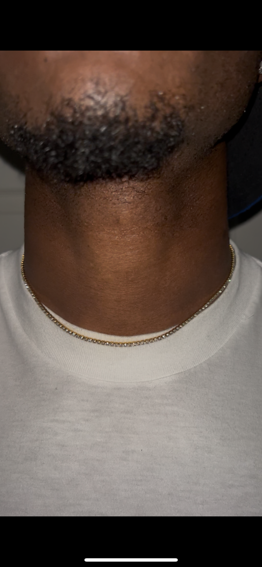 14K Tennis Chain Necklace Stainless Steel Gold Plated Gold 38+5CM