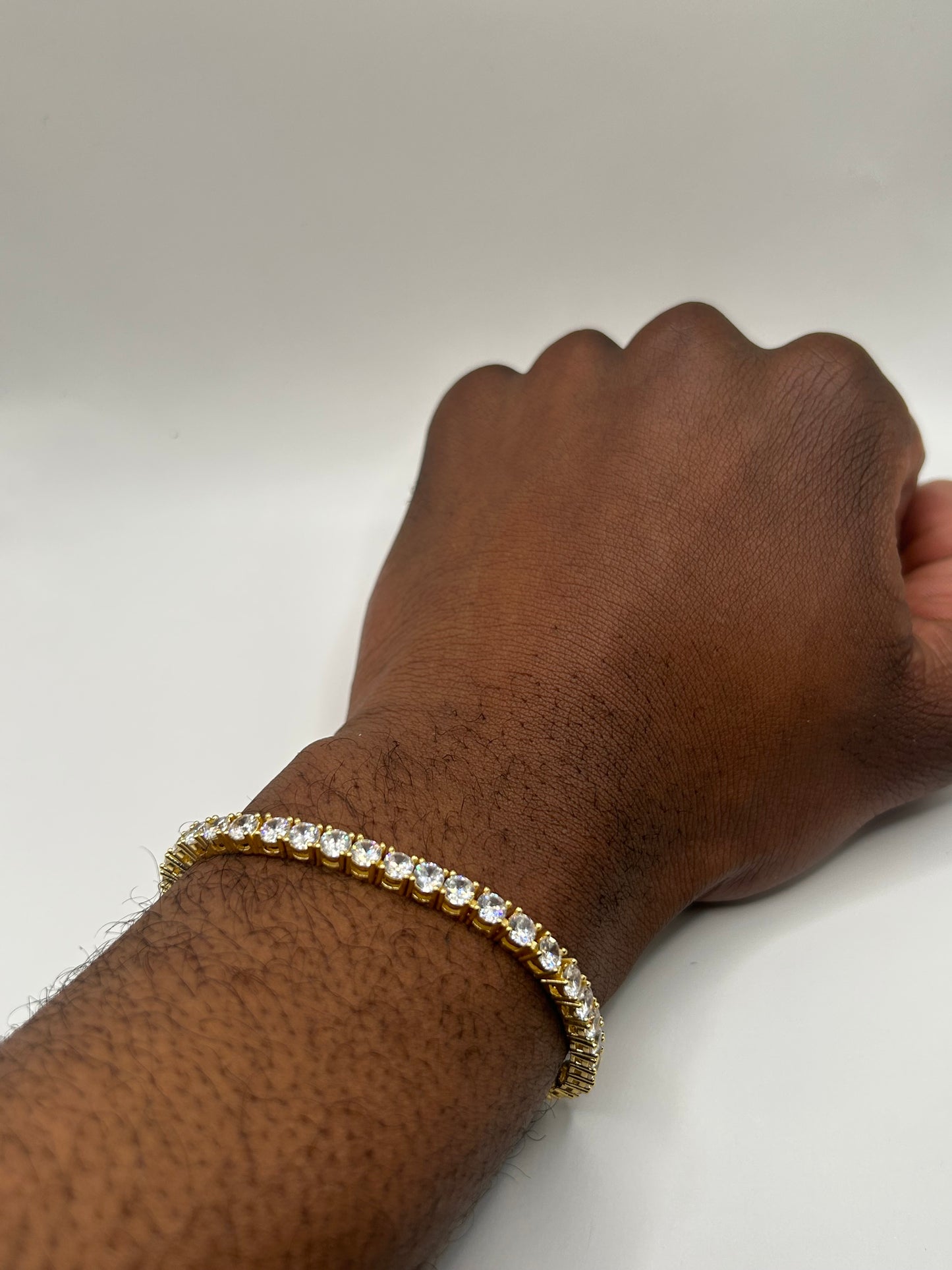 Gold tennis chain bracelet 4mm cubic zirconia style