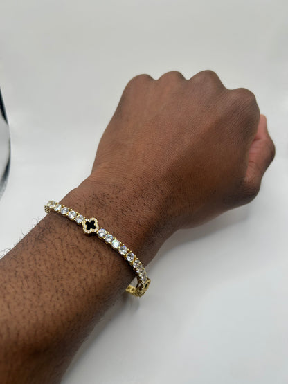 8mm 8inch Four Leaf Clover Zircon and Rhodium Plated Tennis Bracelet