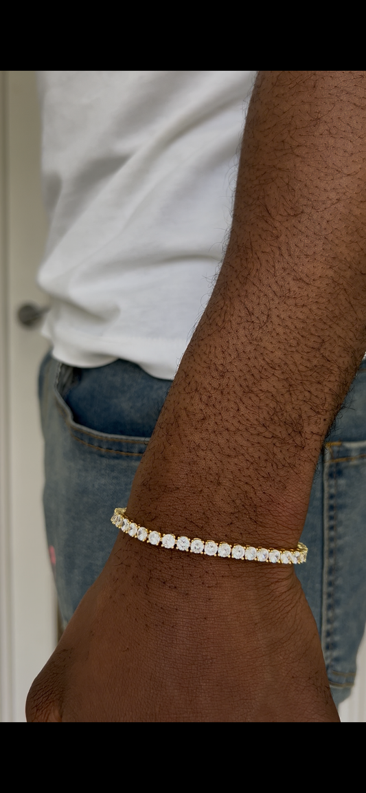 Gold tennis chain bracelet 4mm cubic zirconia style