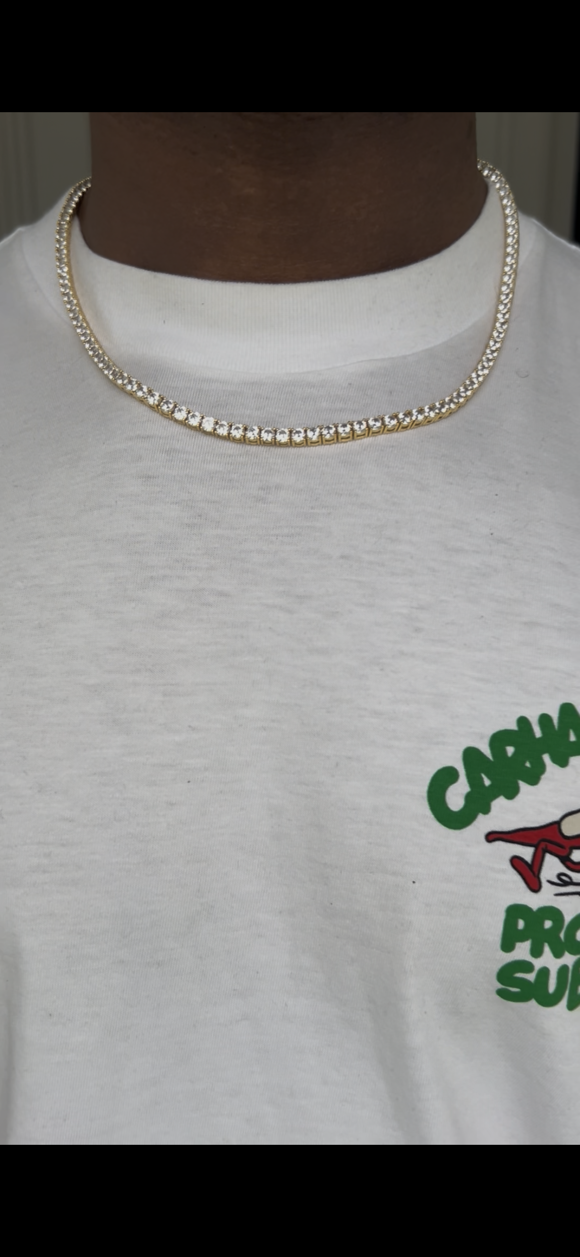 Iced out 14k gold plated gold tennis chain 4mm 20inch cubic zircon choker tennis necklace