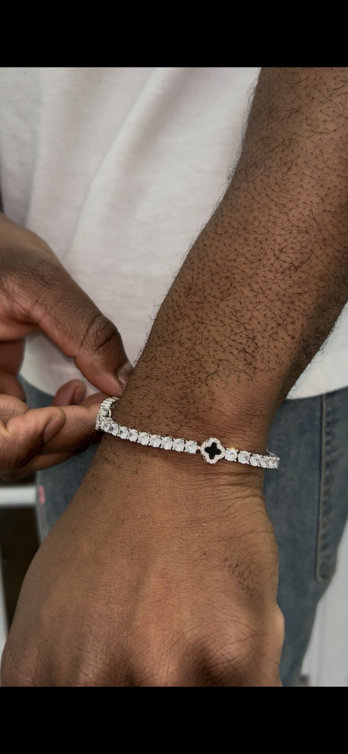 8mm 8inch Four Leaf Clover Zircon and Rhodium Plated Tennis Bracelet