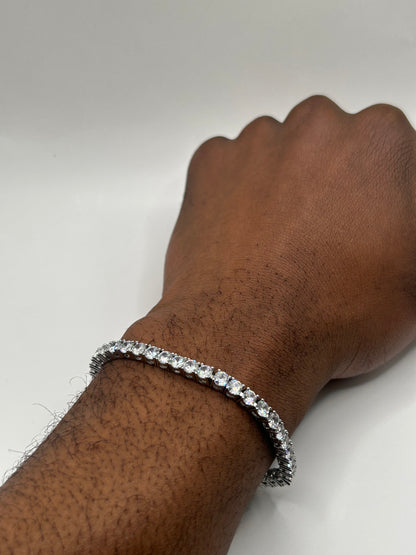 Silver tennis chain bracelet 4mm cubic zirconia style