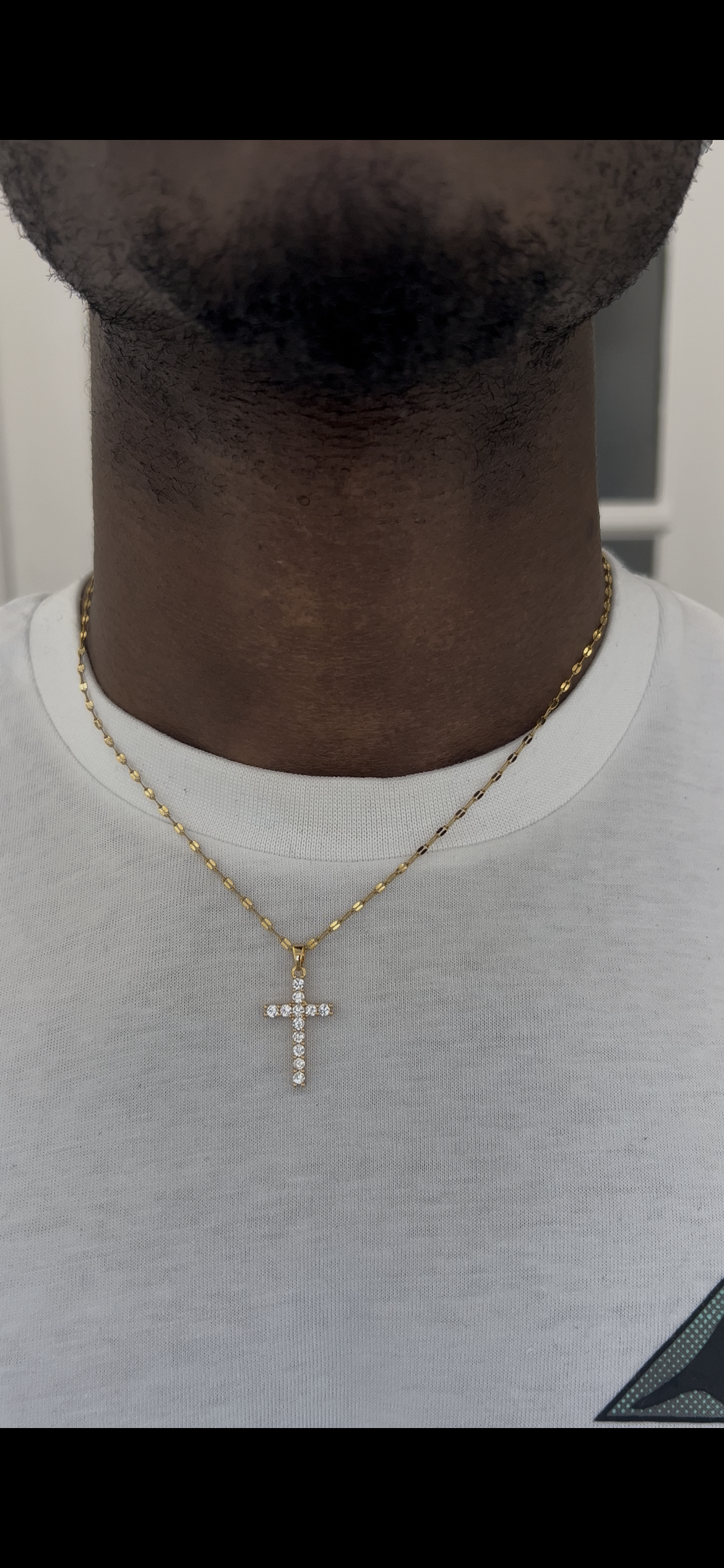 Retro 18K PVD gold plating clear crossed zircon necklace cubic zirconia cross pendant necklace