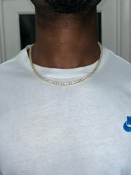 Gold Tennis Chain 18k gold plated gold cubic zirconia