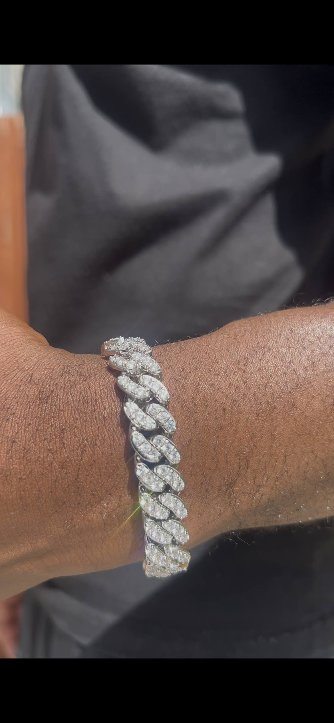Silver cuban link bracelet cubic ziconia
