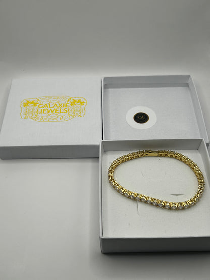 Gold tennis chain bracelet 4mm cubic zirconia style