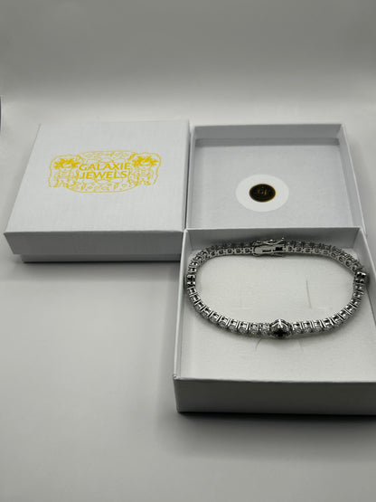 8mm 8inch Four Leaf Clover Zircon and Rhodium Plated Tennis Bracelet