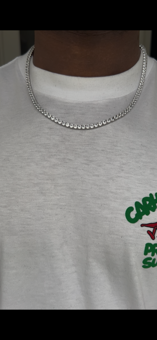 Iced out 14k gold plated silver tennis chain 4mm 20inch cubic zircon choker tennis necklace