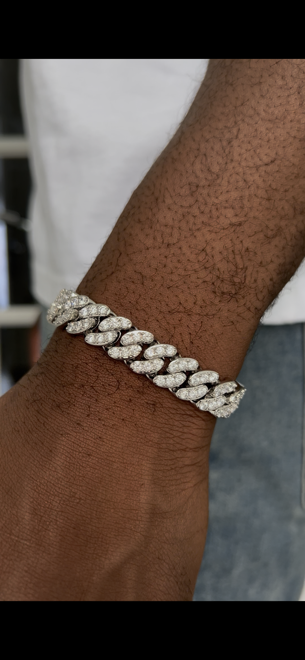 Silver cuban link bracelet cubic ziconia