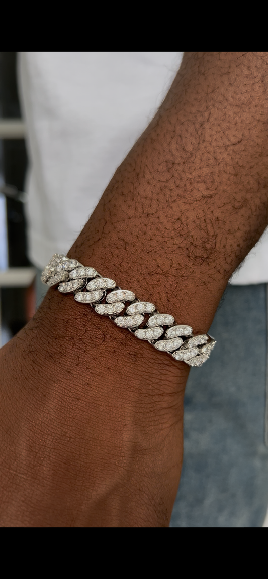 Silver cuban link bracelet cubic ziconia