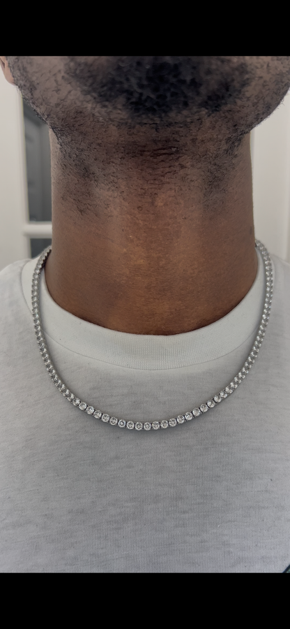 Iced out 14k gold plated silver tennis chain 4mm 20inch cubic zircon choker tennis necklace