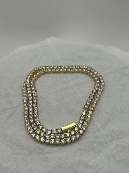 Iced out 14k gold plated gold tennis chain 4mm 20inch cubic zircon choker tennis necklace