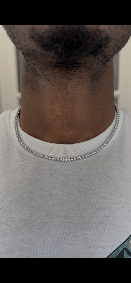 Iced out 14k gold plated silver tennis chain 3mm 18 cubic zircon choker tennis necklace