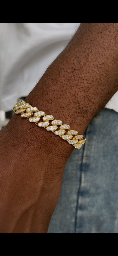Gold Cuban link bracelet cubic zirconia