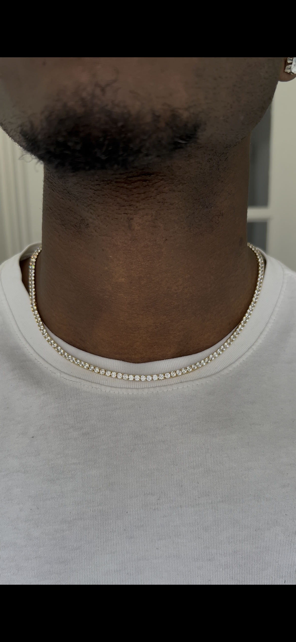 Iced out gold 18k gold plated tennis chain necklace cubic zirconia 3mm