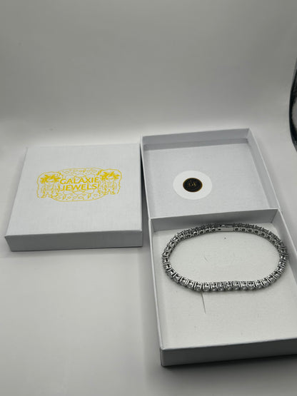 Silver tennis chain bracelet 4mm cubic zirconia style