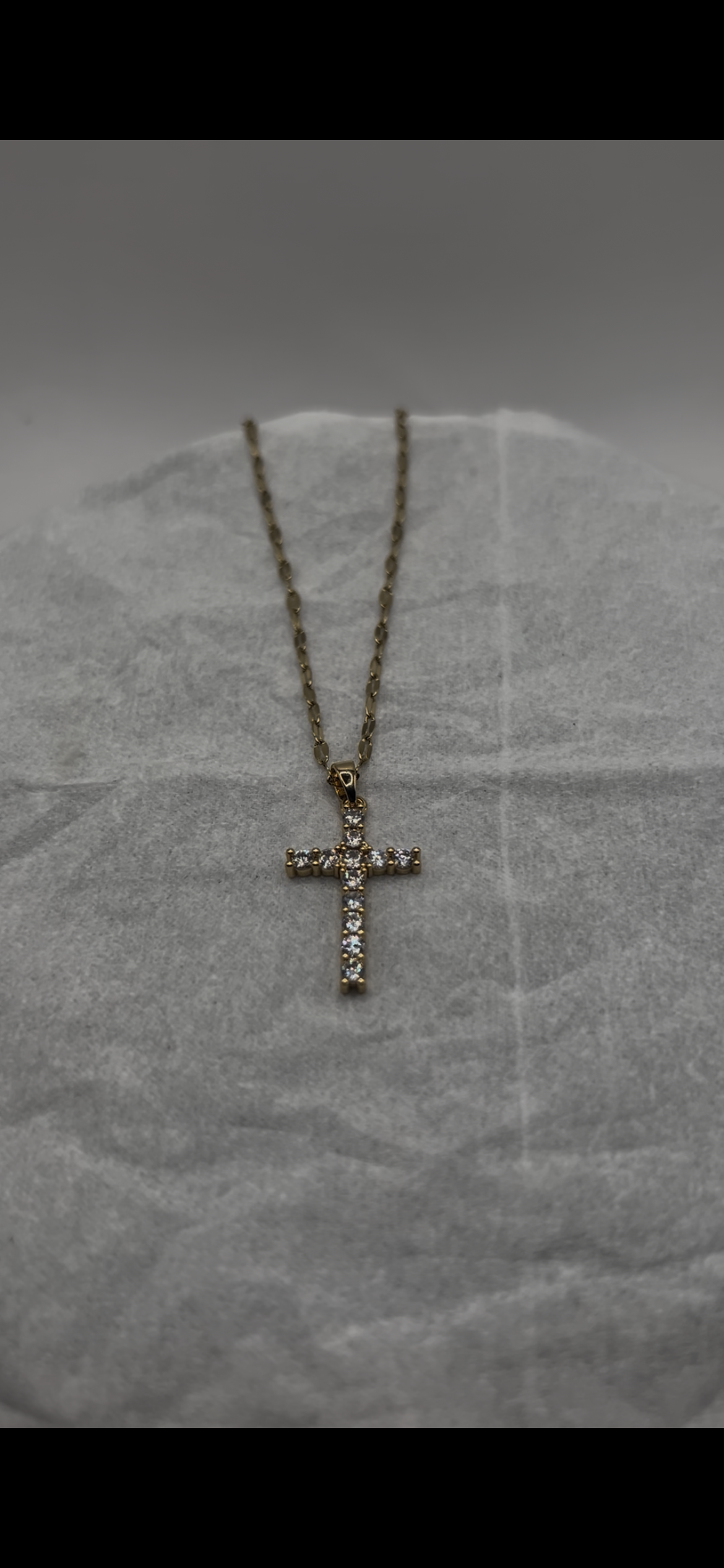 Retro 18K PVD gold plating clear crossed zircon necklace cubic zirconia cross pendant necklace