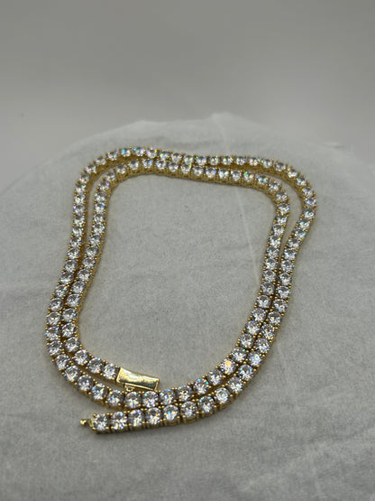 Iced out 14k gold plated gold tennis chain 3mm 18 cubic zircon choker tennis necklace