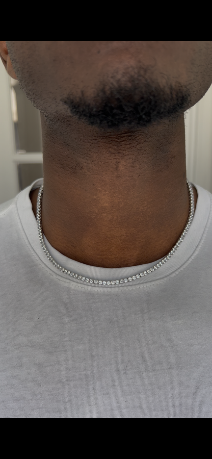 Iced out silver 14k gold plated tennis chain necklace cubic zirconia 3mm