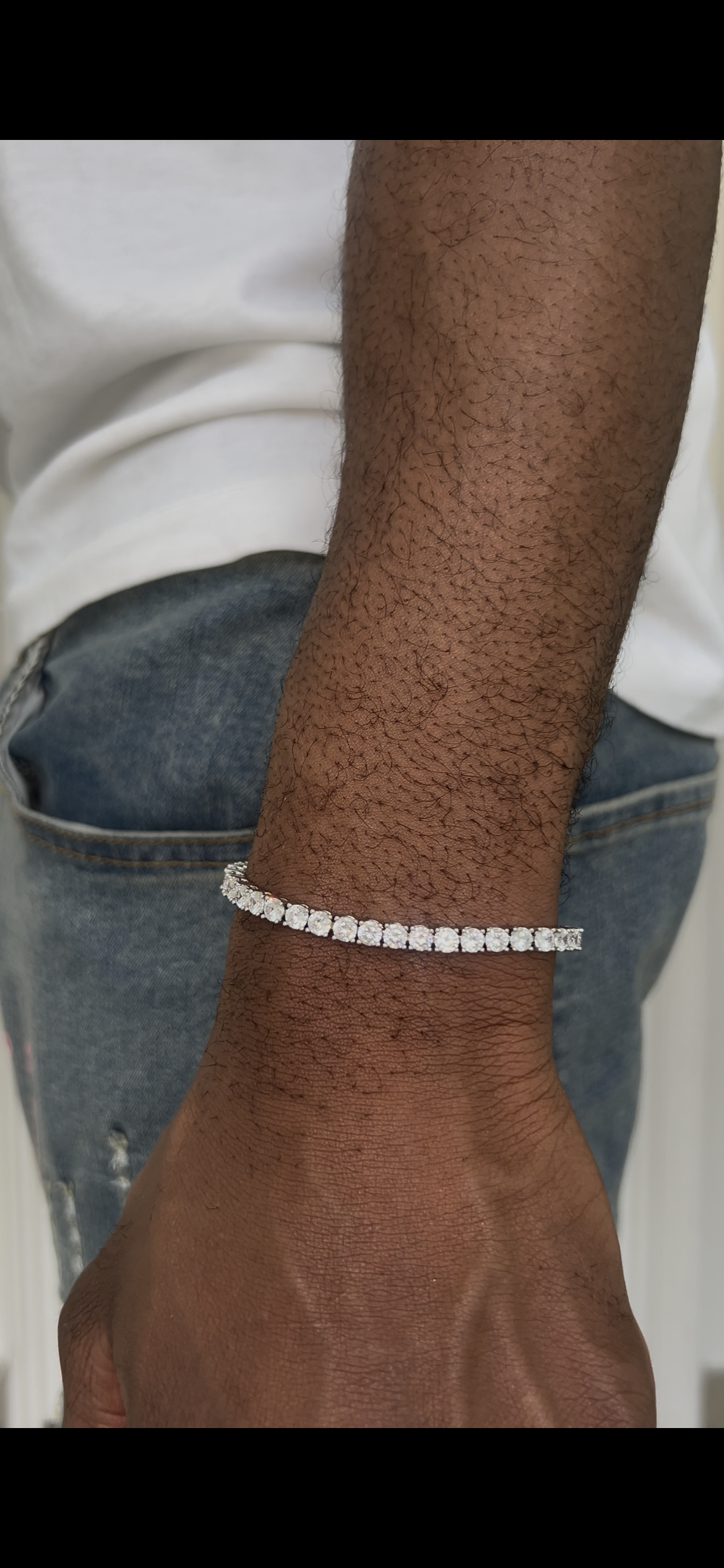 Silver tennis chain bracelet 4mm cubic zirconia style