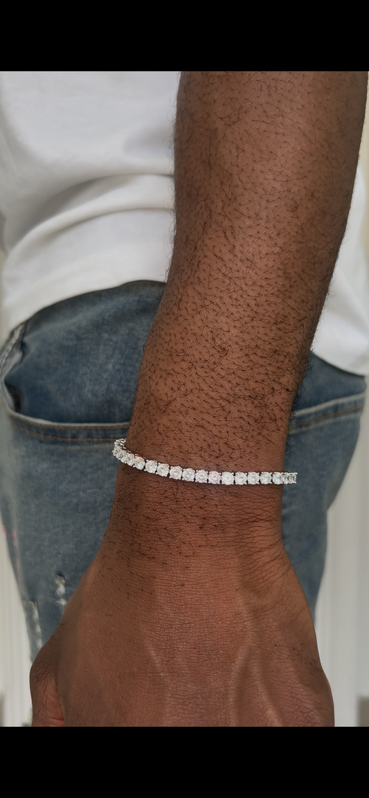 Silver tennis chain bracelet 4mm cubic zirconia style
