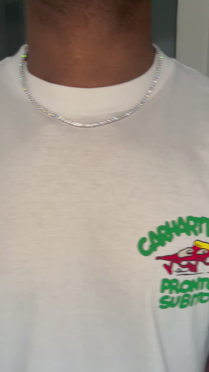 Iced out 14k gold plated silver tennis chain 3mm 18 cubic zircon choker tennis necklace