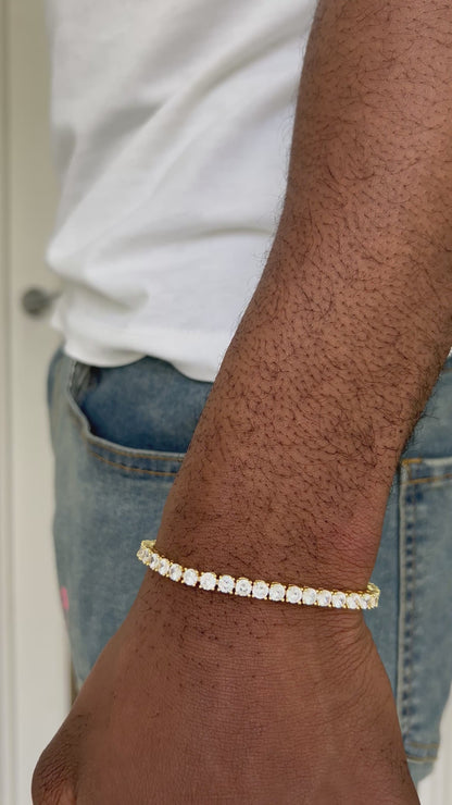 Gold tennis chain bracelet 4mm cubic zirconia style