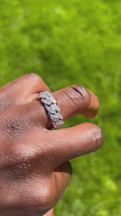 Silver Cuban Ring 10mm 18k gold plated cubic zirconia ring