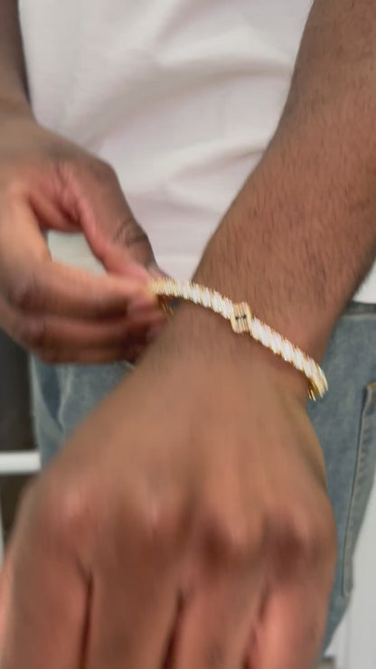 8mm 8inch Four Leaf Clover Zircon and Rhodium Plated Tennis Bracelet