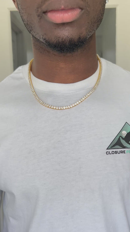 Gold Tennis Chain 18k gold plated gold cubic zirconia