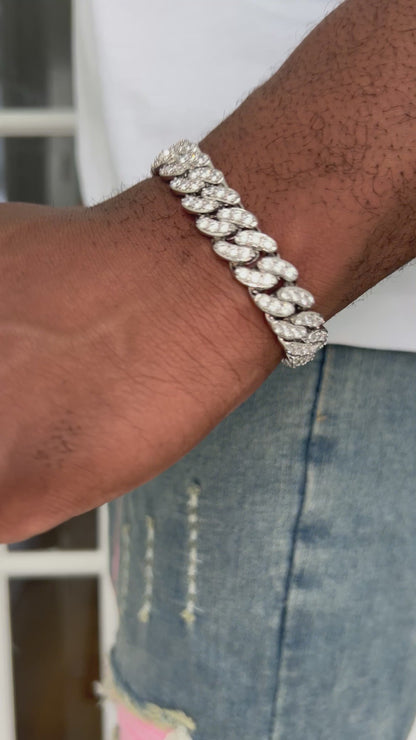 Silver cuban link bracelet cubic ziconia