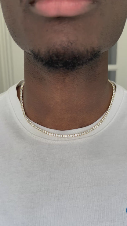 Iced out gold 18k gold plated tennis chain necklace cubic zirconia 3mm