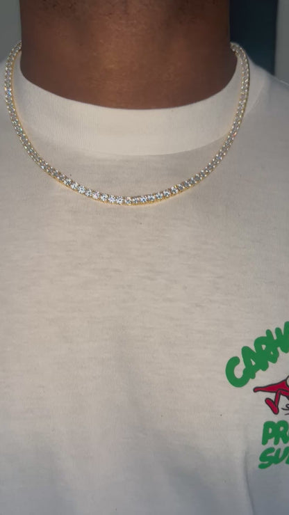 Iced out 14k gold plated gold tennis chain 4mm 20inch cubic zircon choker tennis necklace
