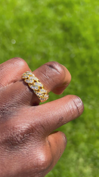 Gold Cuban Ring 10mm 18k gold plated cubic zirconia ring